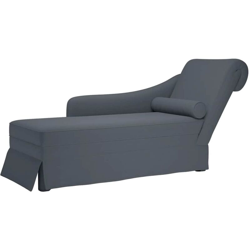 Fauteuil long et traversin accoudoir droit gris foncé velours Vidaxl
