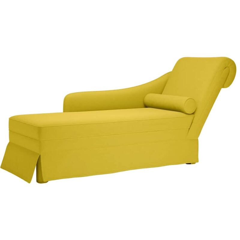Fauteuil long avec traversin et accoudoir droit jaune velours Vidaxl
