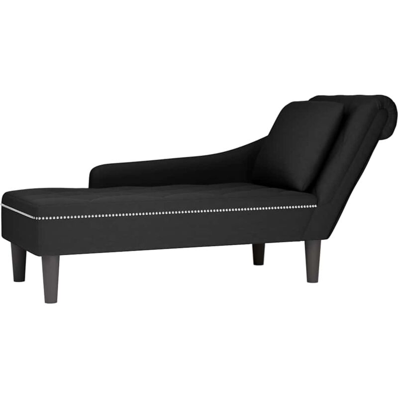 Fauteuil long avec coussin et accoudoir droit noir velours - Vidaxl