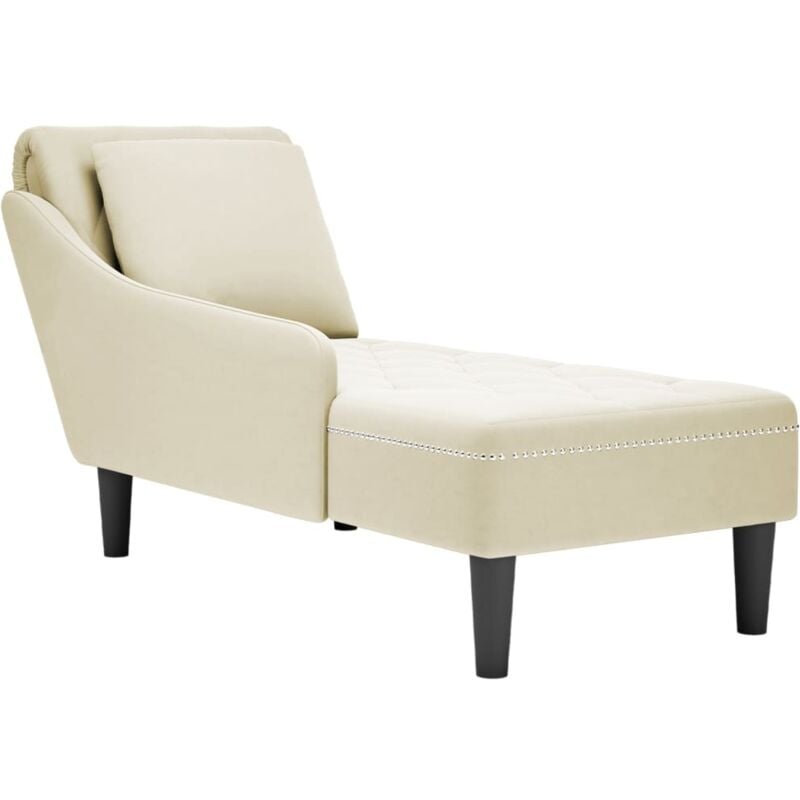 Vidaxl - Fauteuil long avec coussin et accoudoir droit crème velours