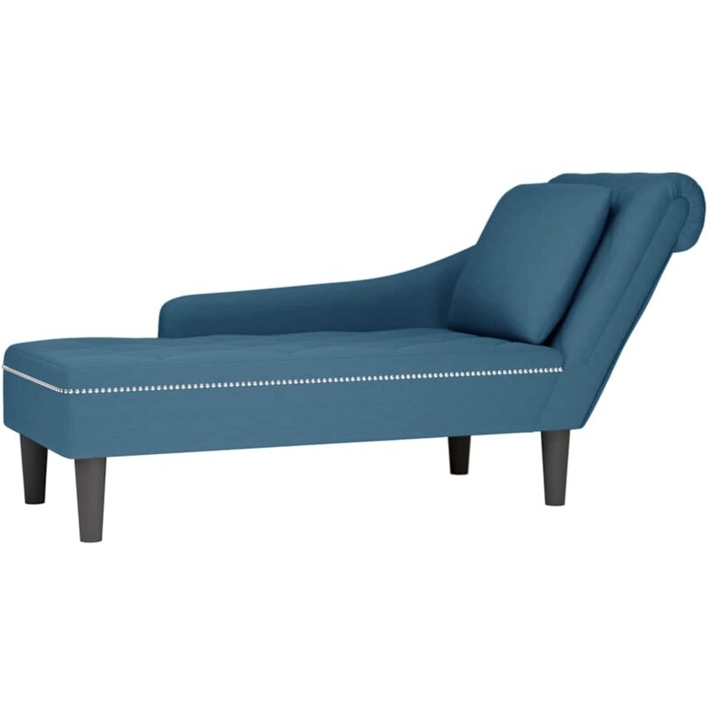 Fauteuil long avec coussin et accoudoir droit bleu velours Vidaxl