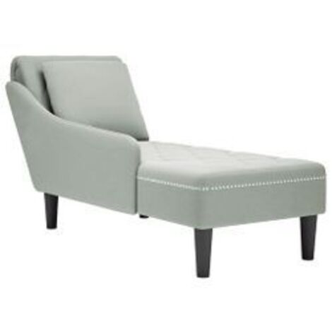 Fauteuil long et coussin et accoudoir droit gris clair velours