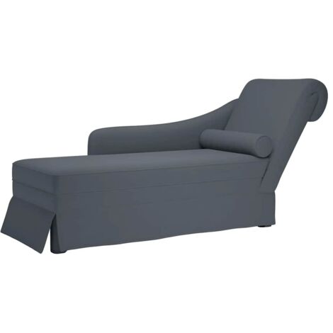 Fauteuil long et traversin accoudoir droit-Chaise de relaxation gris foncé velours 712892