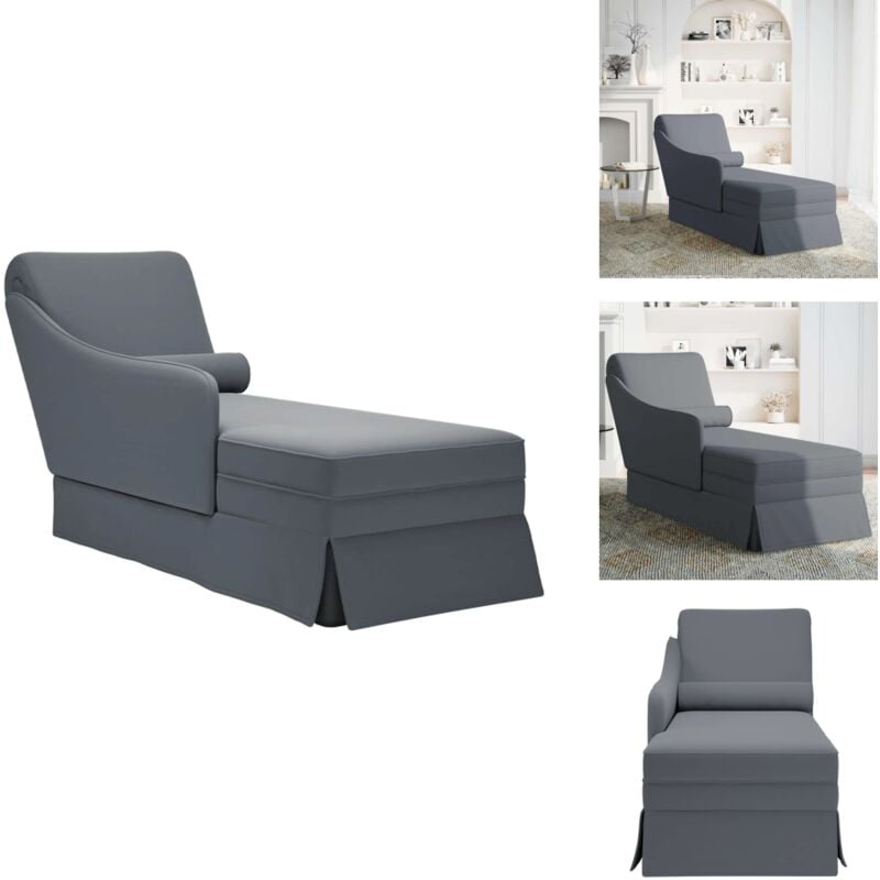 Fauteuil long et traversin accoudoir droit gris foncé velours - Fauteuil Long - Fauteuils Longs - Fauteuil - Fauteuil De Salon