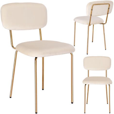 Fauteuil LOUIS en velours beige doré