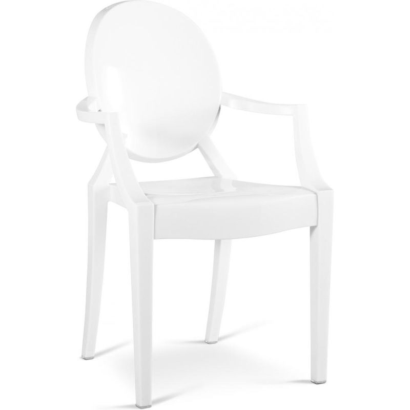 Ghost Style - Fauteuil Louis XiV Design Transparent Blanc - pc, Plastique - Blanc