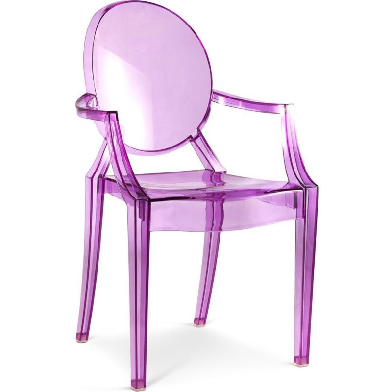 Chaise de salle à manger transparente - Design avec accoudoirs - Louis xiv Violet transparent