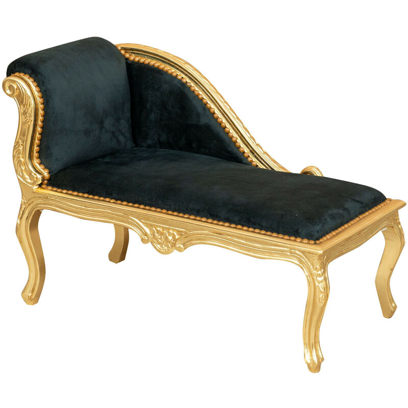 Fauteuil Pauline doré de style baroque Chaise Trône 94x68x48 Canapé de salon Fauteuil baroque en velours noir de style français