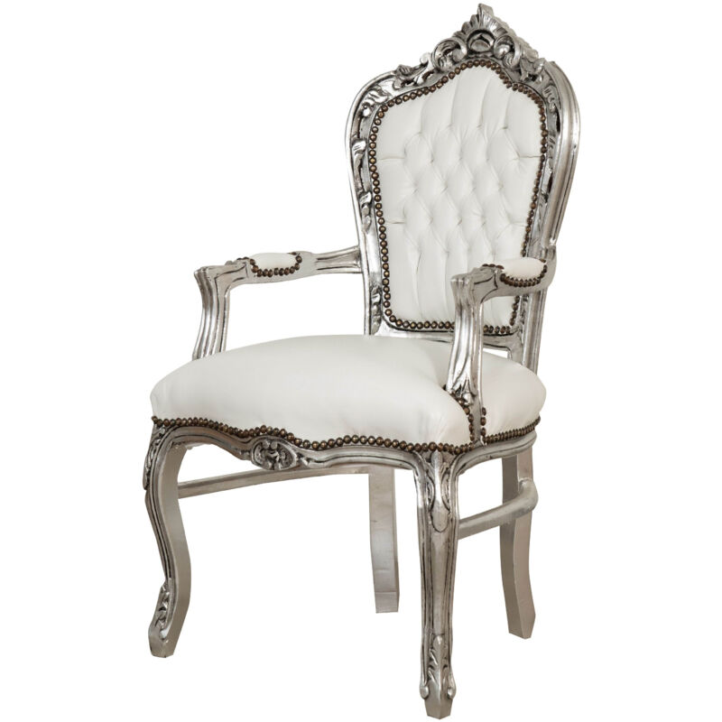 Biscottini - Fauteuil lit Fauteuil rembourré Fauteuil tapissé avec accoudoirs en bois Chaise de chambre 60X60X107 cm Style français Louis xvi