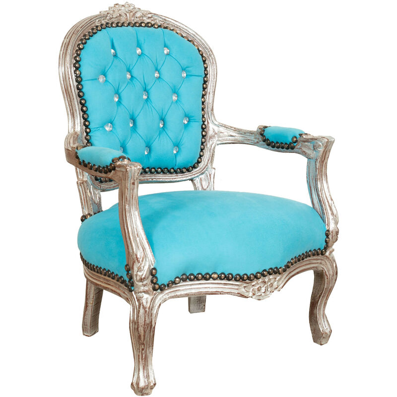 biscottini - fauteuil lit baroque 73x50x51 cm chaise louis xvi style français fauteuil de chambre tapissé fauteuil avec accoudoirs rembourré