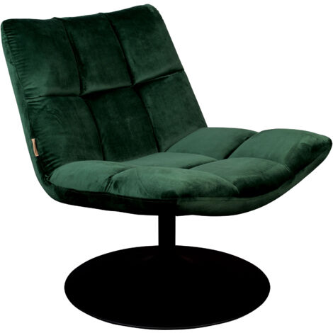 Fauteuil lounge 66x81x78 cm en tissu velours vert- CHAIRBAR