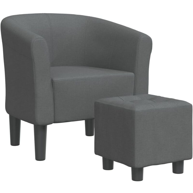 Fauteuil lounge assise confortable design moderne avec repose-pied en tissu gris foncé DEC026422