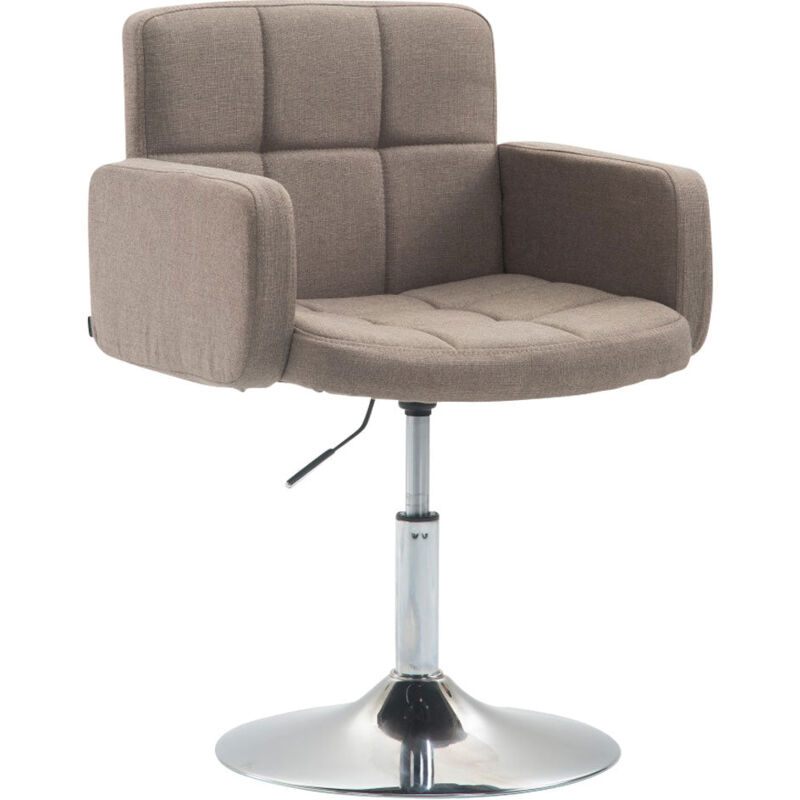 Décoshop26 - Fauteuil lounge avec accoudoirs rembourrés pivotant à 360° en tissu couleur taupe et métal chromé 100002811