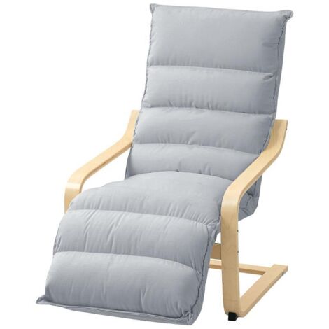 Fauteuil lounge avec repose-pieds réglable, aspect velours, pour salon, fauteuil à bascule avec accoudoirs, fauteuil inclinable, fauteuil de lecture, gris clair