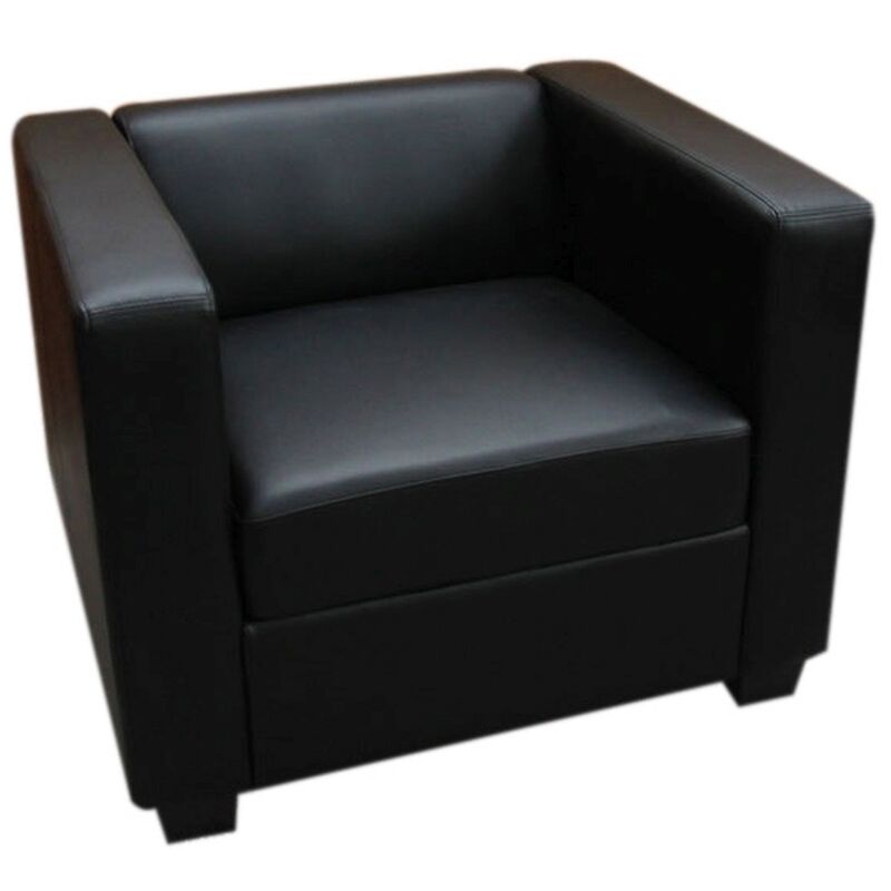 jamais utilisé] fauteuil club / lounge lille, 86x75x70cm cuir reconstitué, noir - black