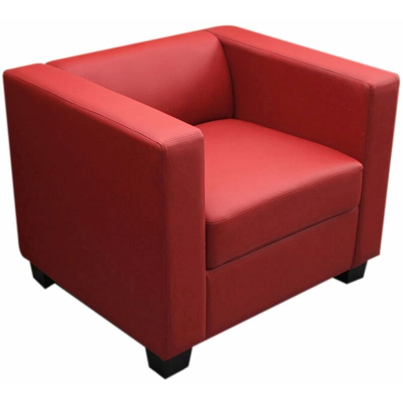 fauteuil club / lounge lille, 86x75x70cm cuir reconstitué, rouge - red