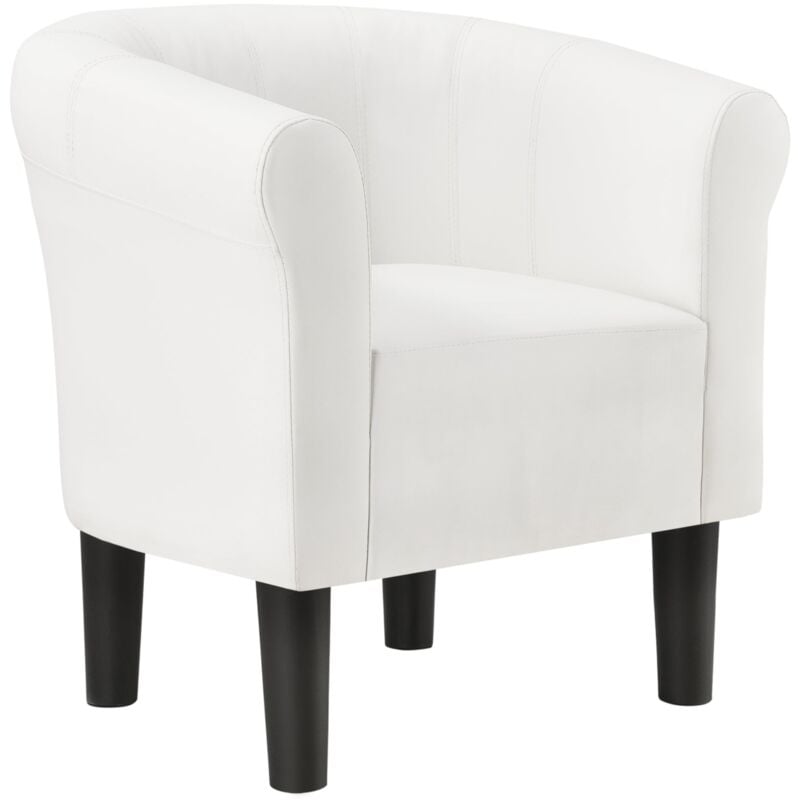 Fauteuil lounge chaise siège synthétique 70 cm blanc