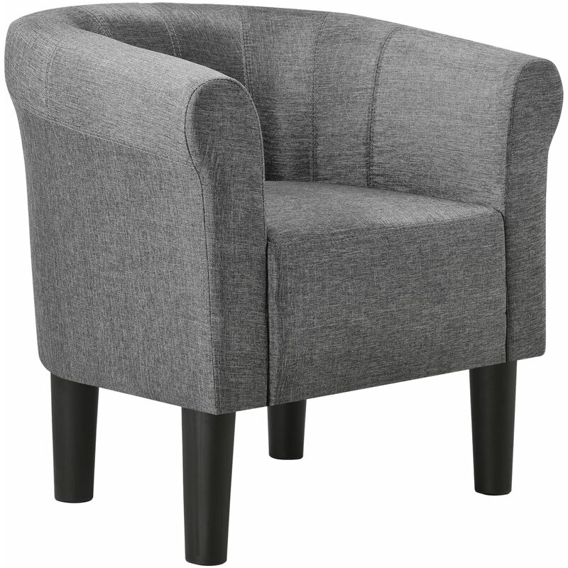fauteuil lounge chaise siège tissu polyester 70 cm gris foncé - gris