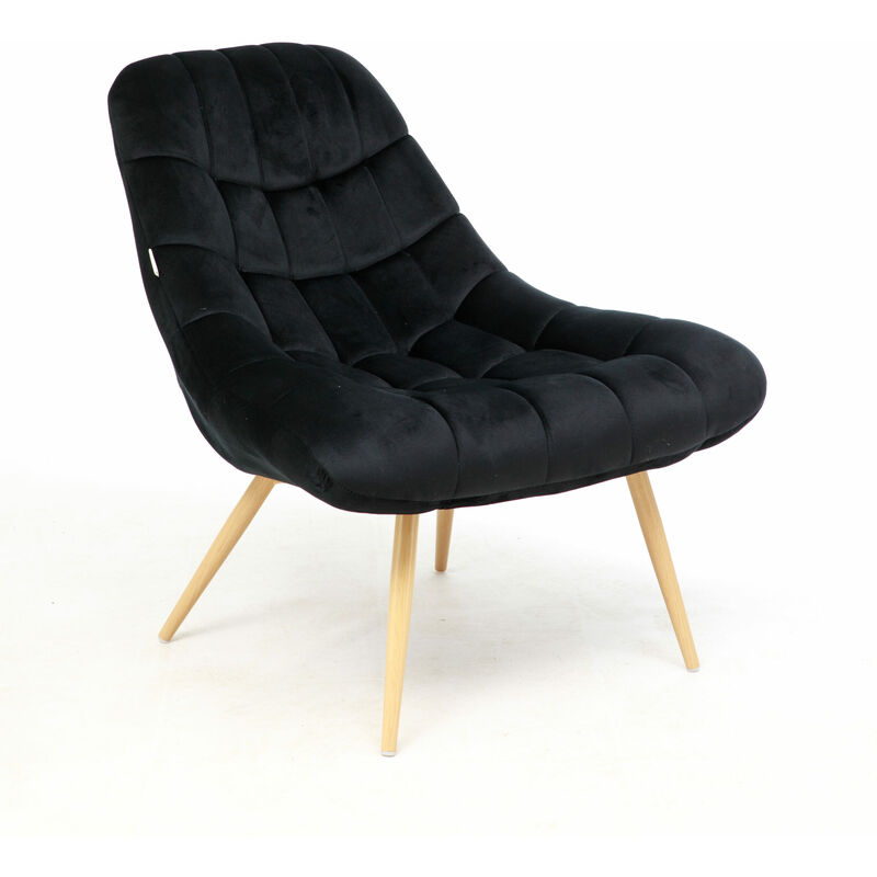 Chaise de Salle à Manger – Chaise Lounge – Chaise de Salle à Manger avec Accoudoirs – Chaise en Velours - Noir - Maxxhome