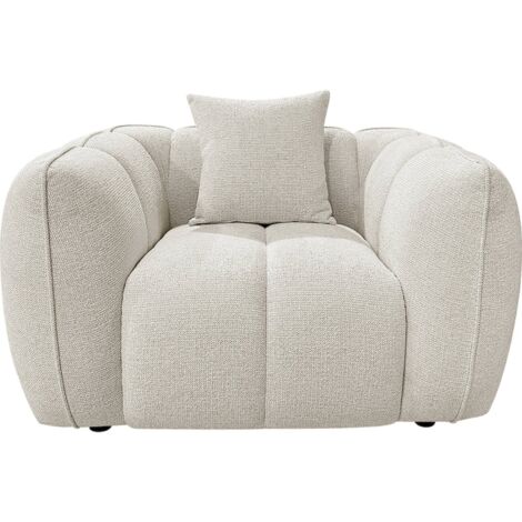 Fauteuil lounge crème design arrondi confort haut de gamme - crème fancy doux lumineux