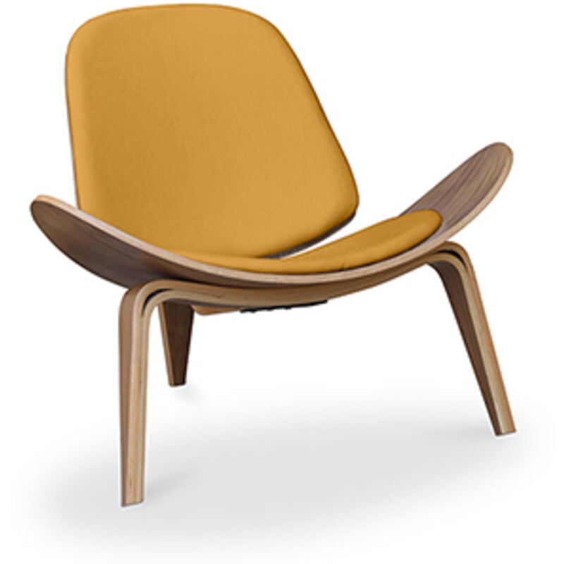 Fauteuil design - Fauteuil scandinave - Revêtement en similicuir - Lucy Jaune