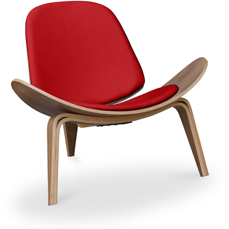 Fauteuil design - Fauteuil scandinave - Revêtement en similicuir - Lucy Rouge