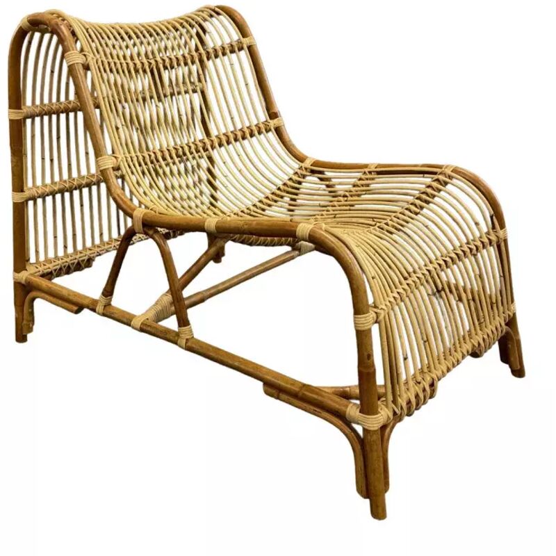 Meubletmoi - Fauteuil lounge de jardin arrondi en rotin naturel tressé – jackie