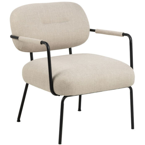 Fauteuil lounge de salon en tissu beige et métal - MALRONE