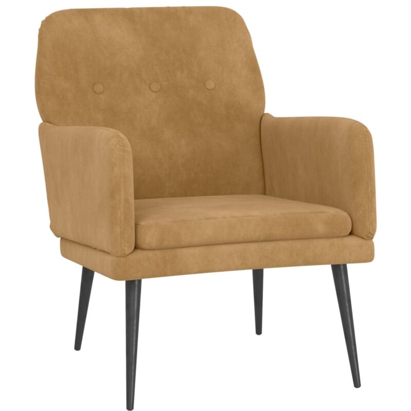 Fauteuil lounge design et moderne avec accoudoirs 62 x 79 x 79 cm en velours marron DEC028631