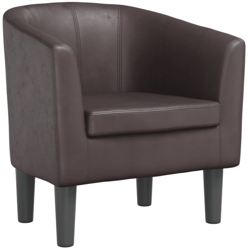 Fauteuil lounge design et moderne dossier arrondi en pvc marron DEC028640