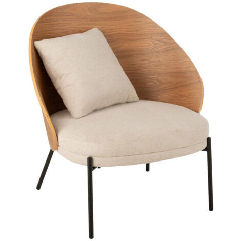 Fauteuil Lounge Design "Lone" 81cm Naturel & Beige