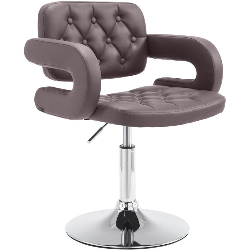 Chaise lounge fauteuil de bureau avec accoudoir capitonné hauteur réglable en pvc marron 100002795