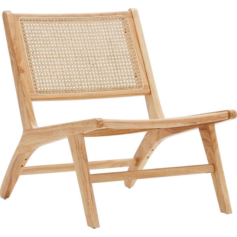 Fauteuil lounge en bois massif et cannage - Zuma