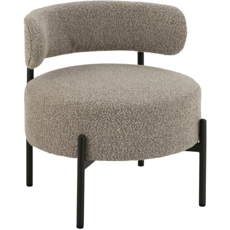 Fauteuil lounge en métal noir et bouclette - gerda
