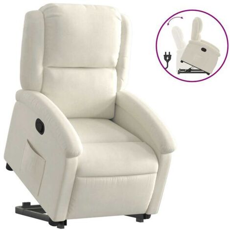 Fauteuil lounge en velours beige