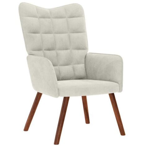 Fauteuil lounge en velours beige
