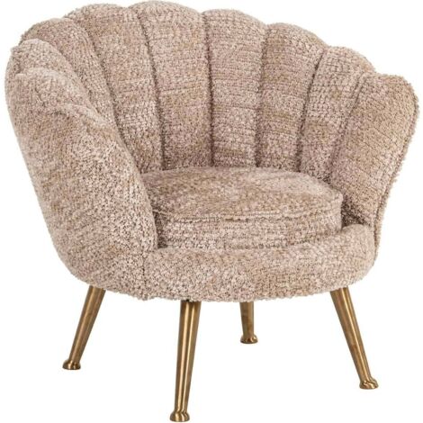 fauteuil lounge enfant beige pieds dorés design doux - beige doux bouclé