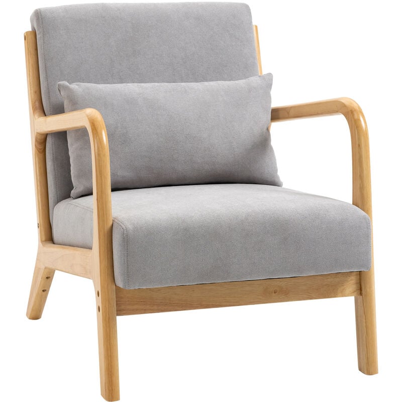 MH - Fauteuil lounge eva gris, en bois et aspect velours