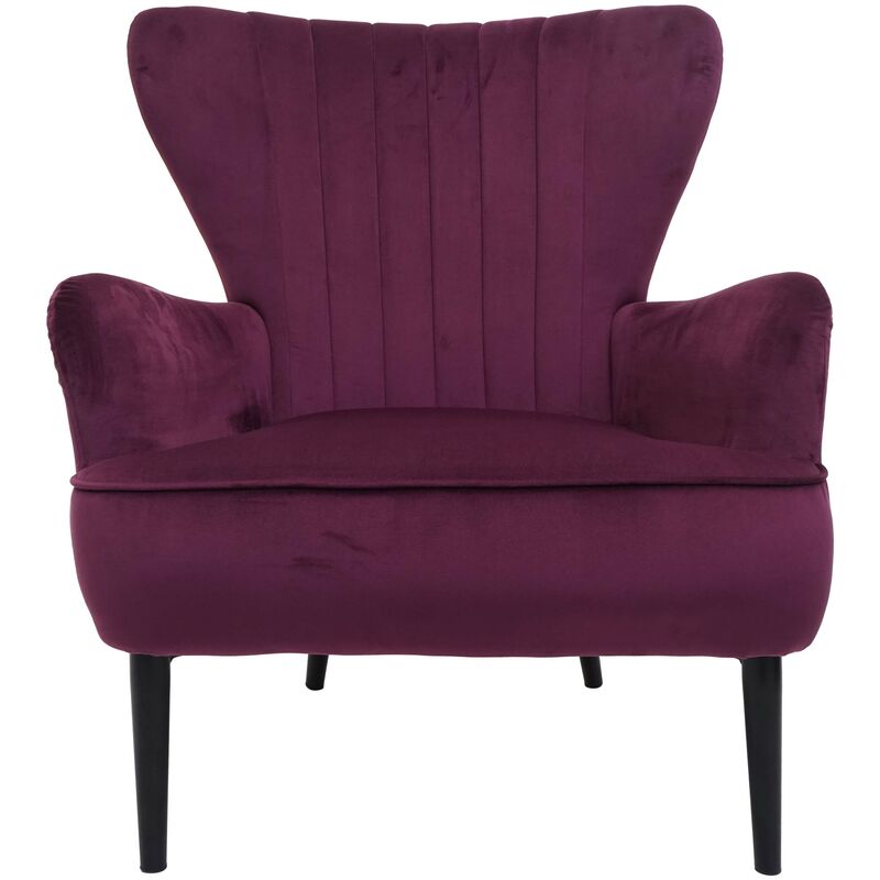Jamais utilisé] Fauteuil Lounge HHG 737, Fauteuil Cocktail Fauteuil rembourré, velours, bordeaux