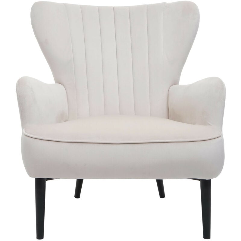 Fauteuil Lounge HWC-K37 - Fauteuil Cocktail Fauteuil rembourré - velours - crème - beige