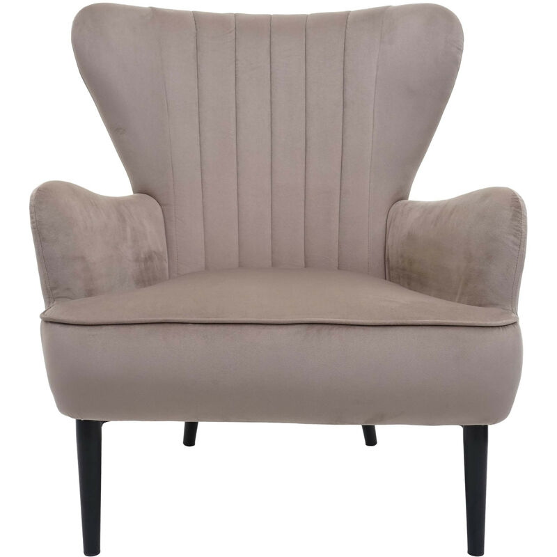Fauteuil Lounge HWC-K37 - Fauteuil Cocktail Fauteuil rembourré - velours - taupe