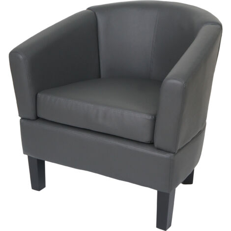 Fauteuil lounge HWC-O17, fauteuil club fauteuil cocktail, certifié MVG similicuir - gris