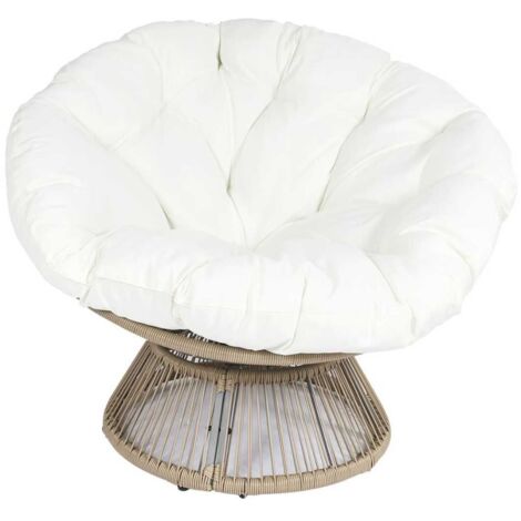 Fauteuil lounge pivotant avec assise coussin capitonné blanc - RIVIA