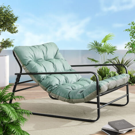 Fauteuil Lounge Relax Jardin avec Coussin Réversible – Siège Confort Intérieur / Extérieur