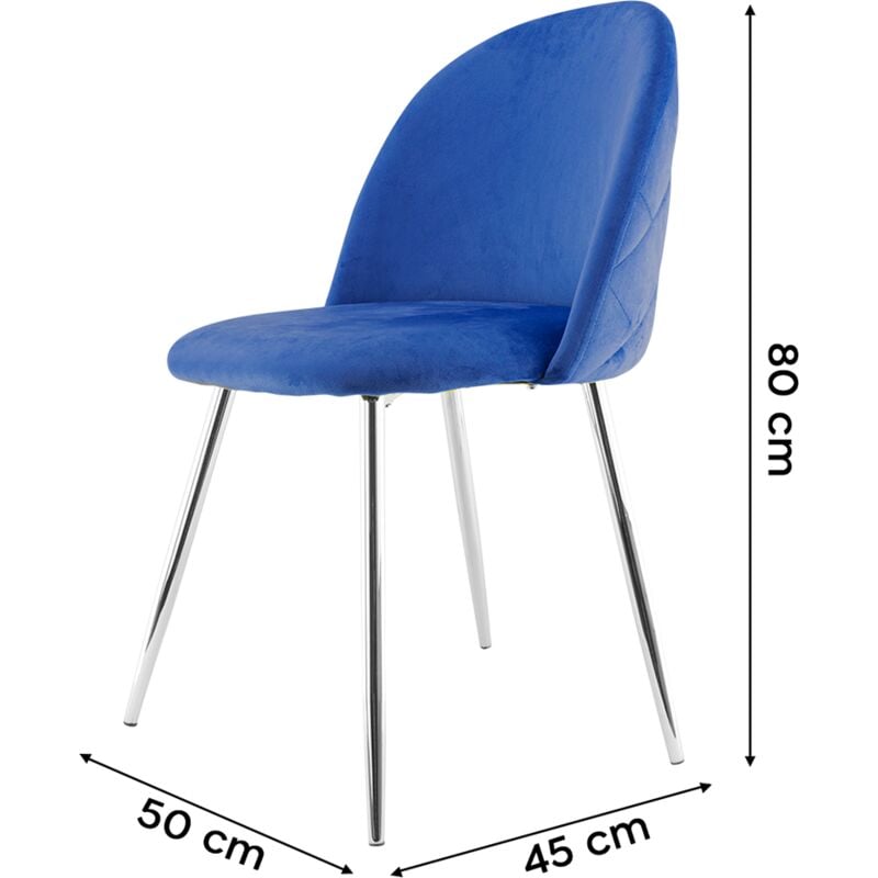 mediawave store - fauteuil lounge shelby 50x45x80h cm fauteuil vintage velours et pieds argent couleur: bleu foncé
