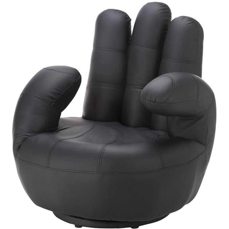 Vente-unique - Fauteuil main pivotant catchy en simili - Noir