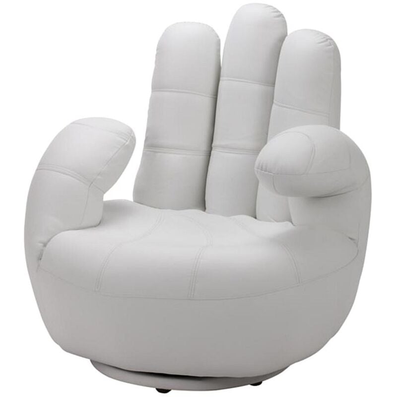 Vente-unique - Fauteuil main pivotant catchy en simili - Blanc