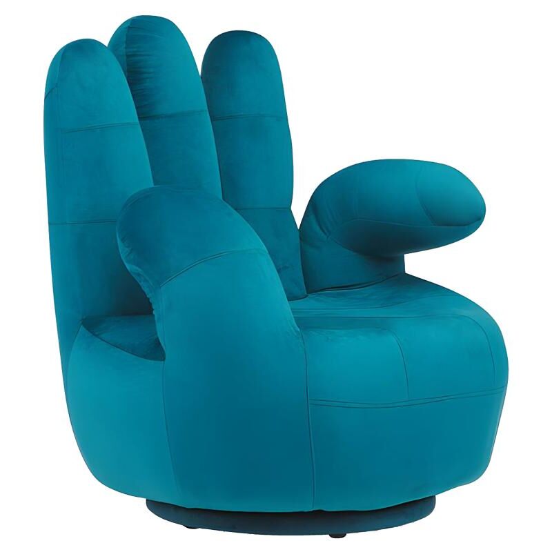 Vente-unique - Fauteuil main pivotant catchy en velours - Bleu canard
