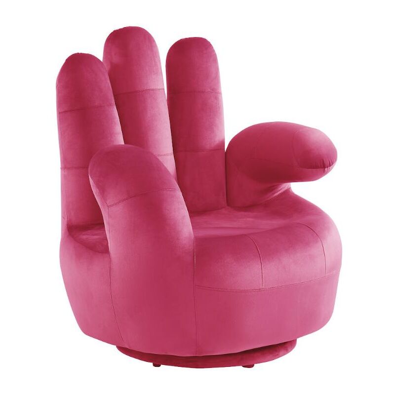 Vente-unique - Fauteuil main pivotant catchy en velours - Fuchsia