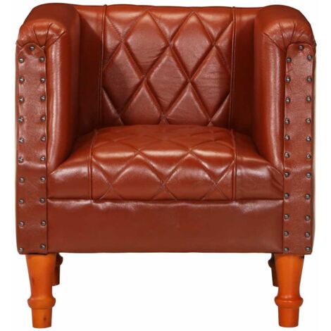 Fauteuil Marron Cuir véritable de chèvre
